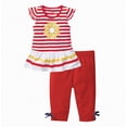 thumbnail image 2 of Kaprioy Girls Summer Outfits Flower Graphic Tops Casual Striped Tshirt Flying Short Sleeves Shirts Capri Pant Set Playwear, 2 of 5