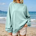 thumbnail image 2 of Womens Crewneck Sweatshirt Oversized Long Sleeve Casual Fall Outfits Long Sleeve Trendy Pullover Tops with Pockets (Light Green XXL), 2 of 7