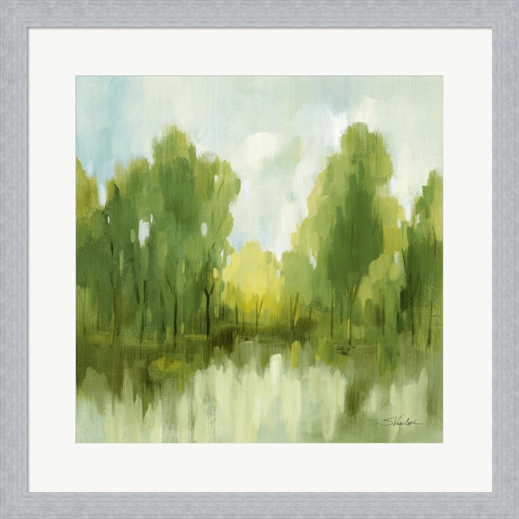 Spring Memories Green Abstract Framed Wall Art 19.5" x 19.5"