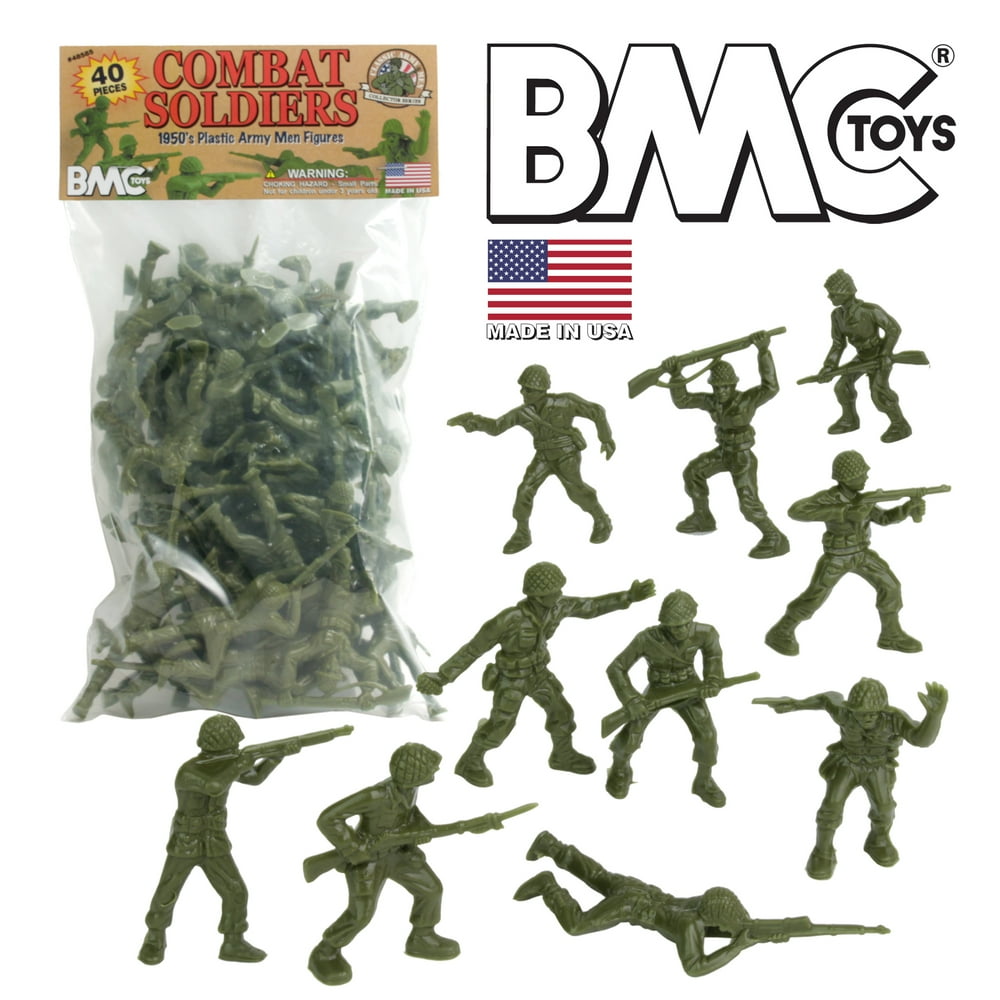 BMC Classic Green PLASTIC ARMY MEN 40pc WW2 Soldier Figures Made in