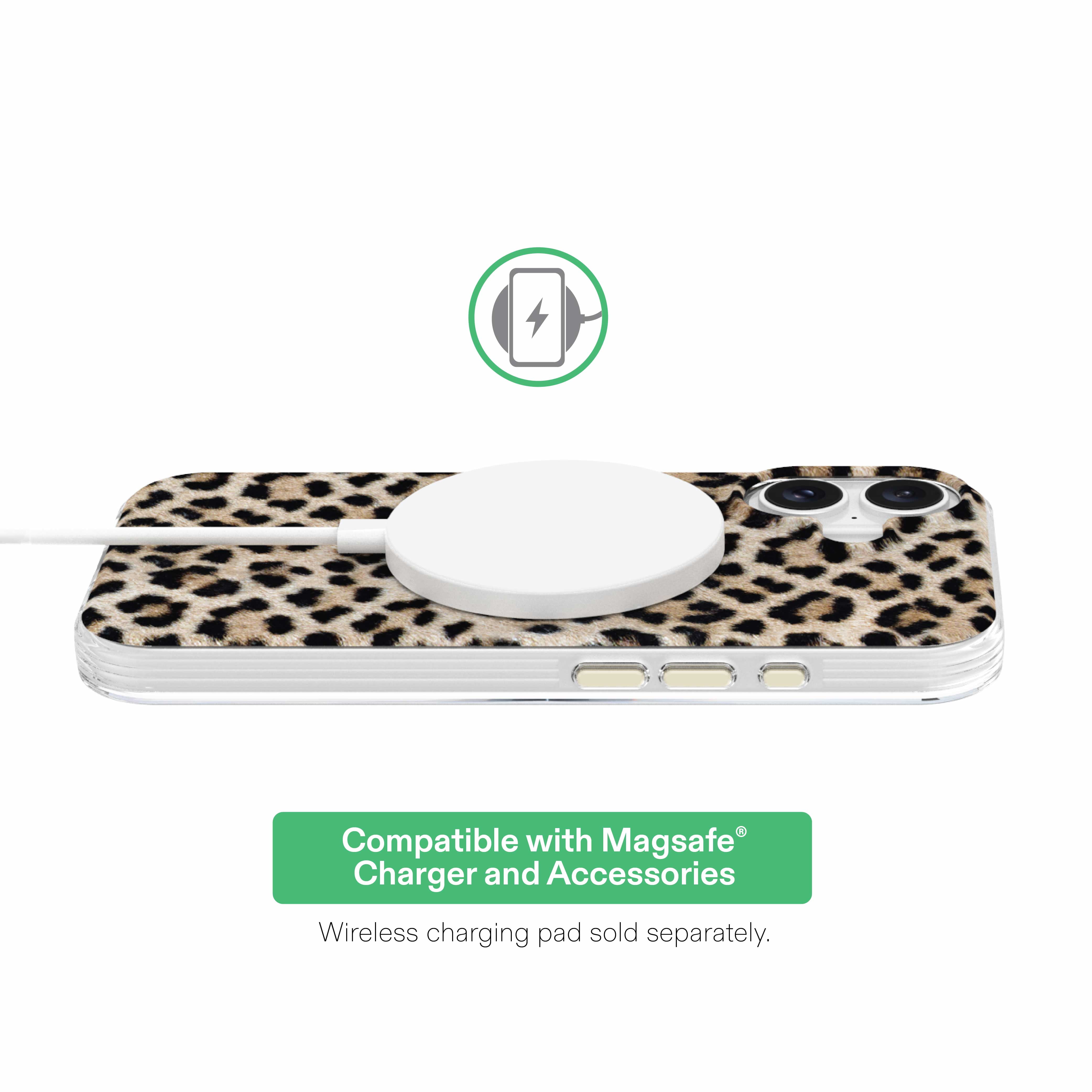onn Phone Case for iPhone 17, MagSafe Compatible - Cheetah Print