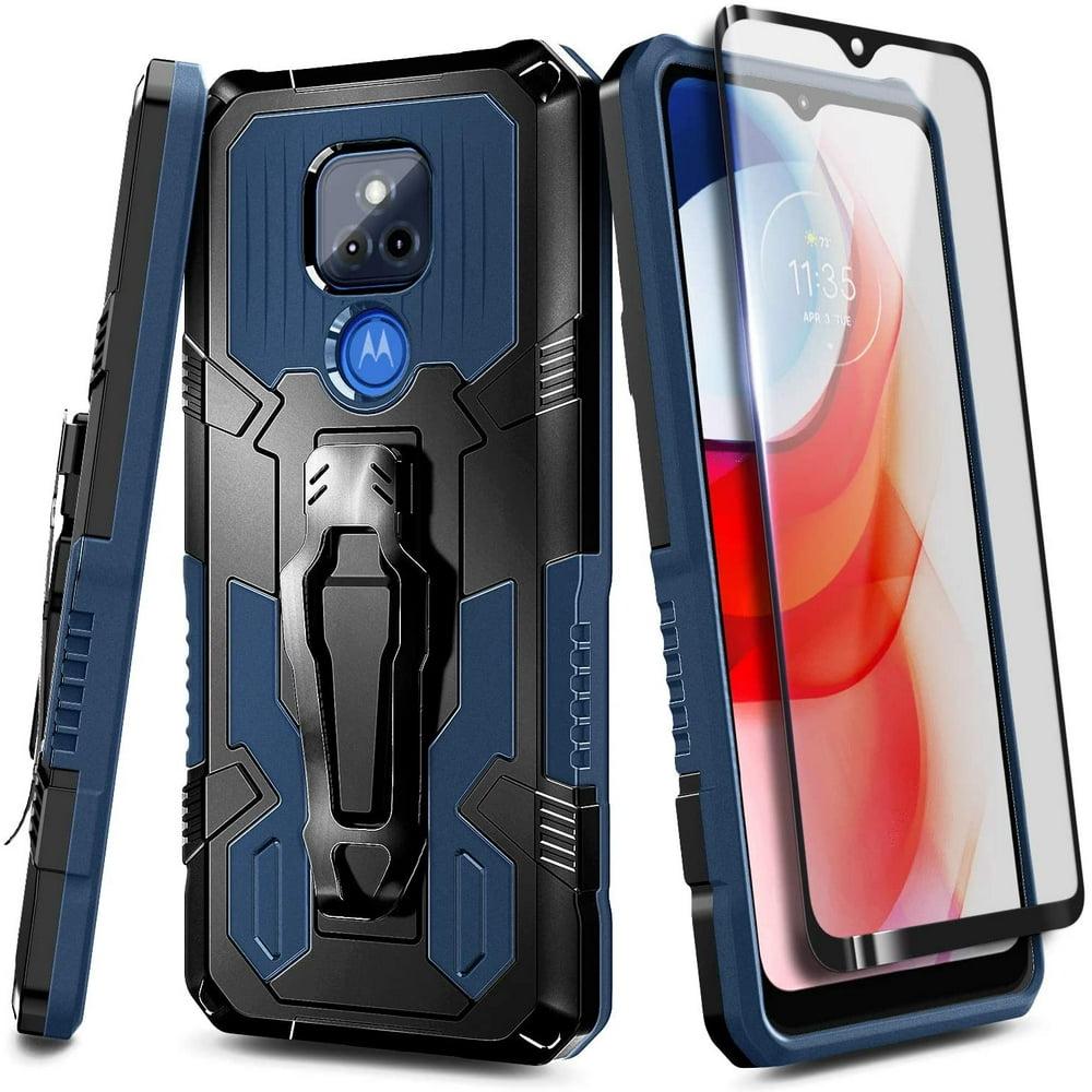 Motorola Moto G Play 2021 Case with Tempered Glass Screen Protector