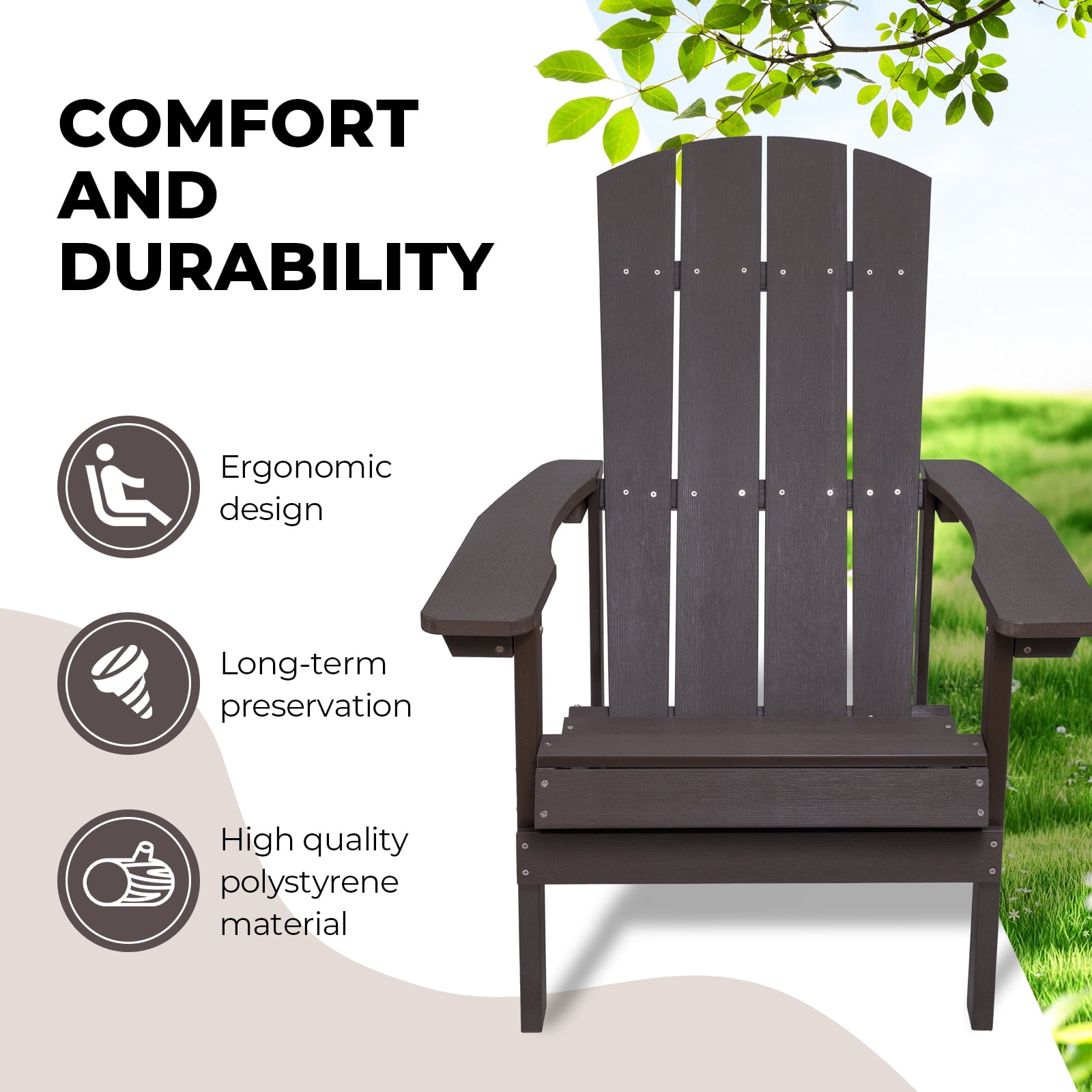 JONPONY Adirondack Chairs Weather Resistant Plastic Fire Pit Chairs Adorondic Plastic Outdoor Chairs Suitable for All Outdoor Areas Seating Lifetime