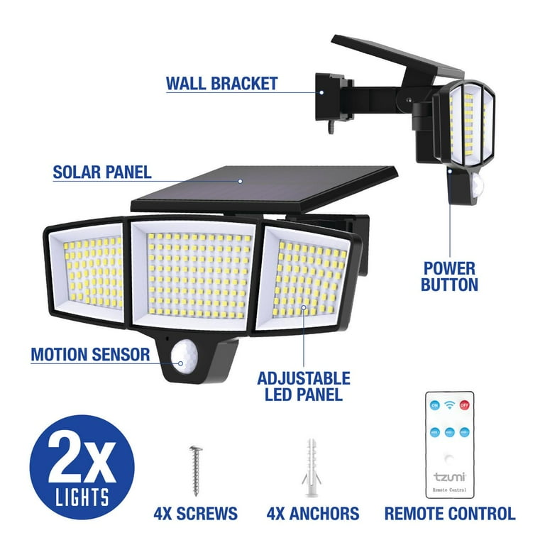 Tzumi Solar Flood Lights, Motion Sensor, Waterproof, 600LM
