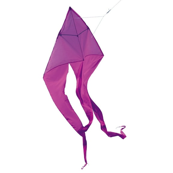 In the Breeze 3358 — Purple 52-inch Wave Delta Kite — Large Solid Color Easy-Flying Kite with Long Flowing Taffeta Tails