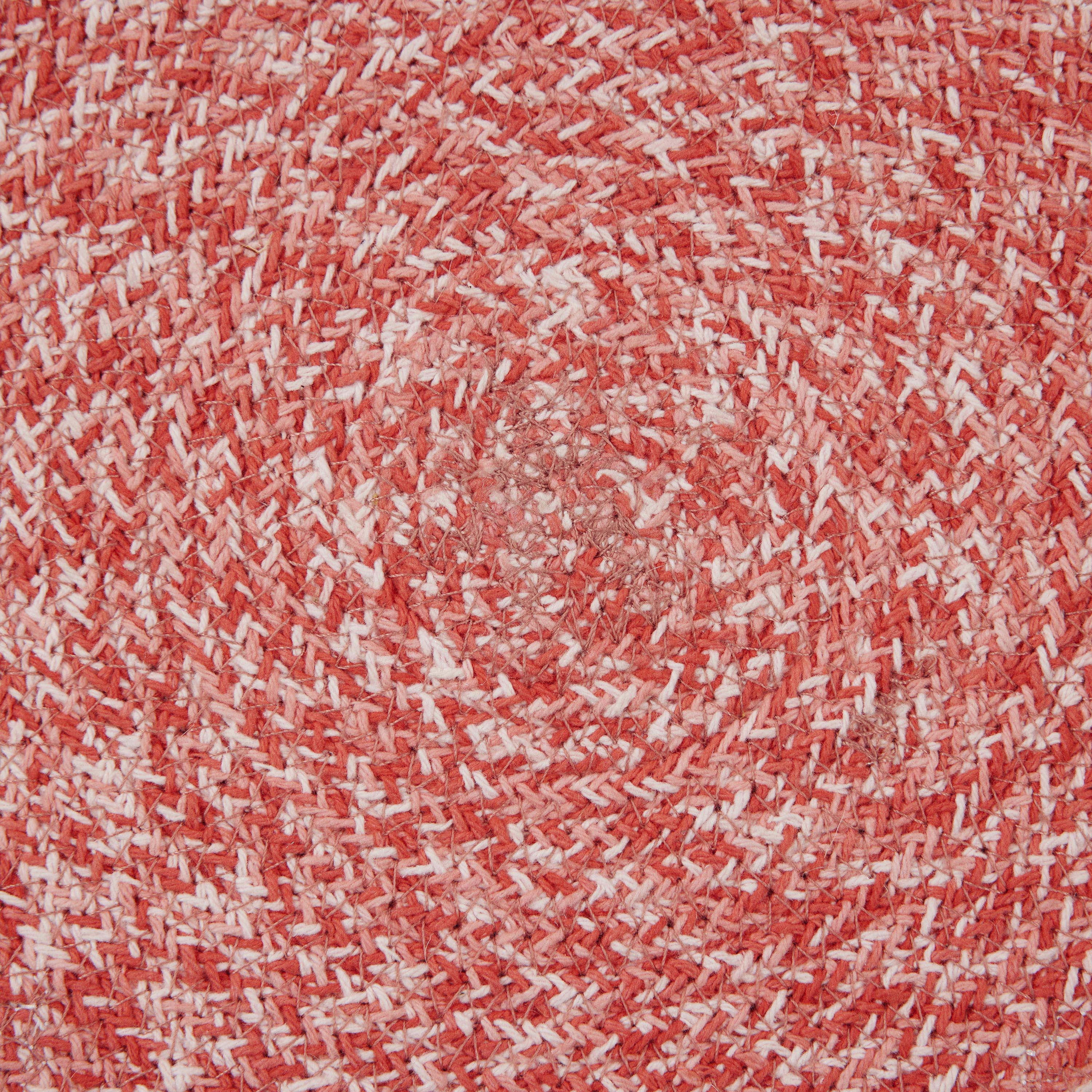 Holiday Braided Ribbon Round 4-pack Table Placemat Set - 15" Diameter - 100% Jute, Red & White