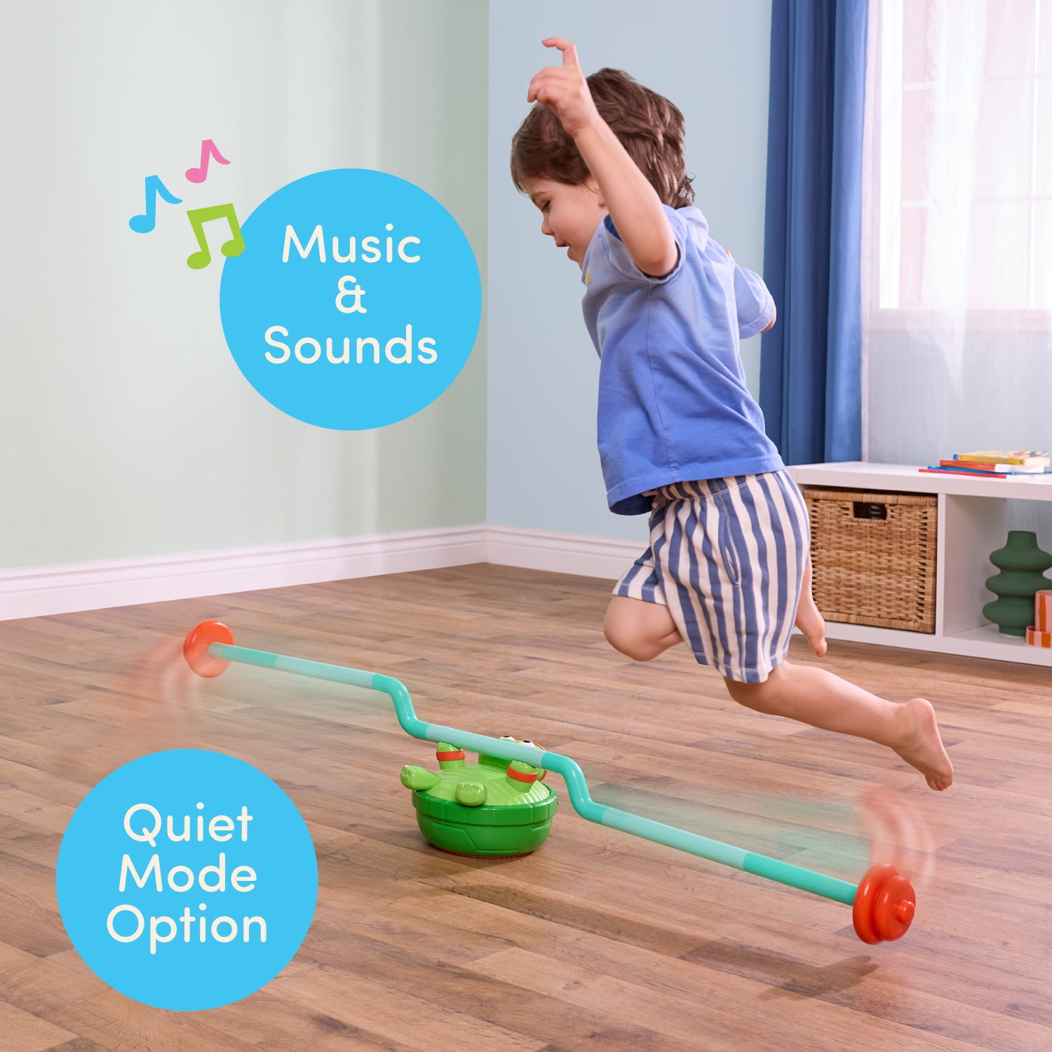 Battat Spin & Skip Musical Turtle Rotating Jump Toy with 7 Included Bars for Ages 3+