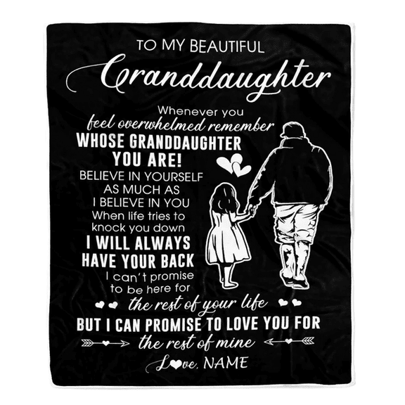 Personalized To My Granddaughter Blanket From Papa Grandpa Whenever You Feel Overwhelmed Granddaughter Birthday Christmas Customized Bed Fleece Throw Blanket