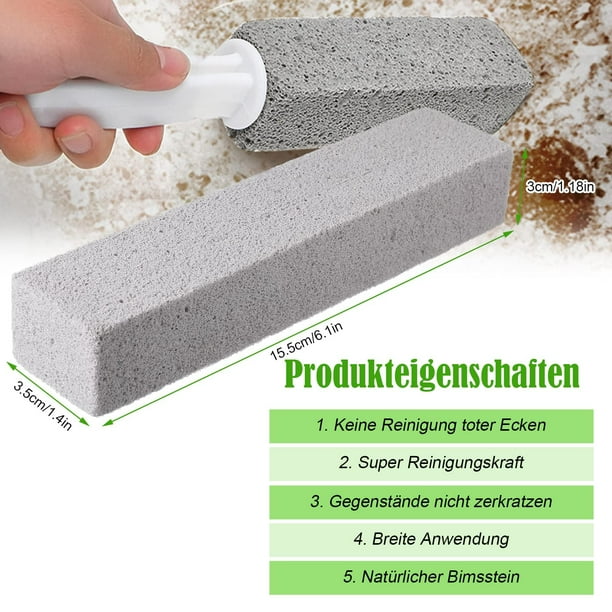 Inteprter Palo de fregado de piedra pómez con mango largo, 4 Uds., para limpieza rápida y fácil del baño, inodoro inodoro Suministros de limpieza para el hogar 8 piezas
