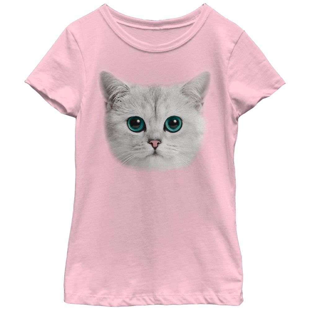 Girl's Lost Gods Cat Stare  Graphic Tee Light Pink Large