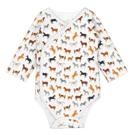 

Gaeub Horses Unisex Babies Long-Sleeve Bodysuit 100% Organic Cotton-3 Months