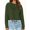 Army green, variant on Long Sleeved Women Cropped T-Shirts Round Neck Drop Shoulder Crop Solid Casual Crop Tops