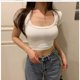 thumbnail image 3 of 2022 Verano De Las Mujeres Camiseta crop top slim U-Cuello Corto sexy Camisetaspangjing, 3 of 4