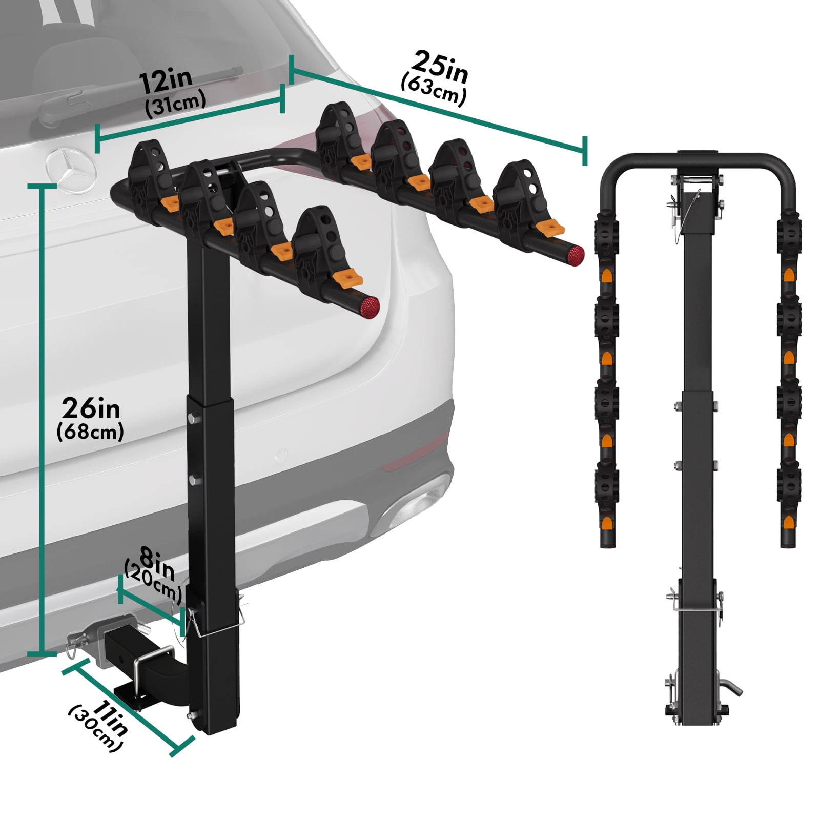 IKURAM 3 Bike Rack for Car Bicycle Carrier Compatible with 2 Hitch Receiver Heavy Duty Bike Hitch Mount Rack Double Foldable Swing Down Bike Car Rack Fit Most Truck SUV and Minivan Walmart