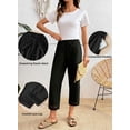 thumbnail image 4 of DOKOTOO Womens Casual Crochet Lace Pants Drawstring Elastic Waist Cropped Pants Lightweight Straight Leg Trousers with Pockets, 4 of 8