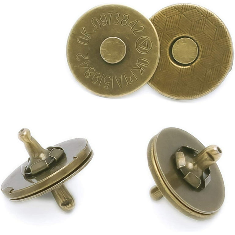 Trimming Shop Magnetic Clasp Snap Fastener Button Double Rivet Closures  (18mm, Bronze, 10pcs)