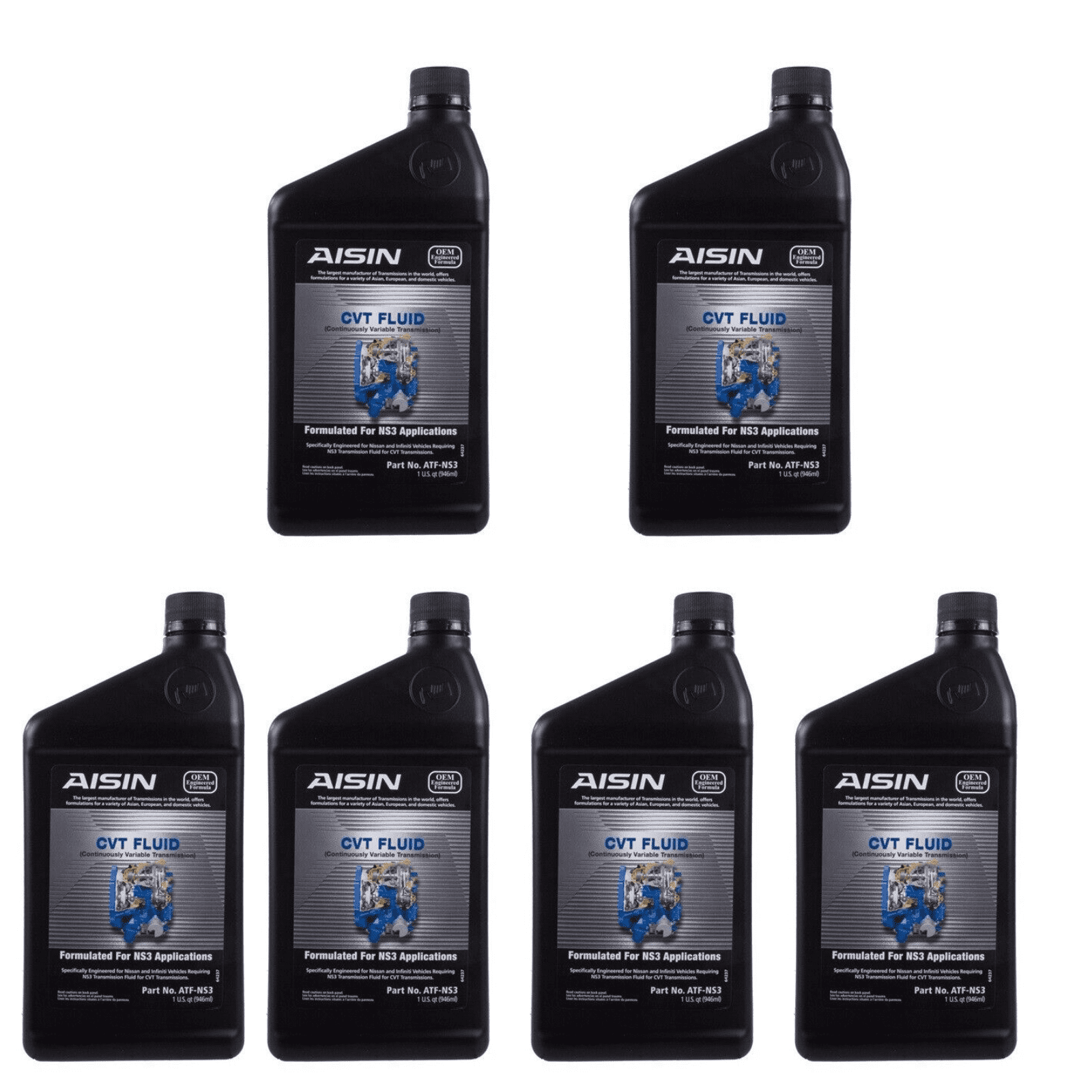 Aisin Continuously Variable Trans CVT Fluid ATFNS3 for Nissan Infiniti Pack of 6