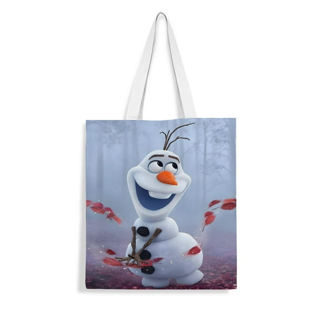 Olaf Bolso de tela con estampado de lienzo para mujer, bolsa de compras reutilizable y estética, con cremallera interior, regalo para mujer, 35 × 40 cm.