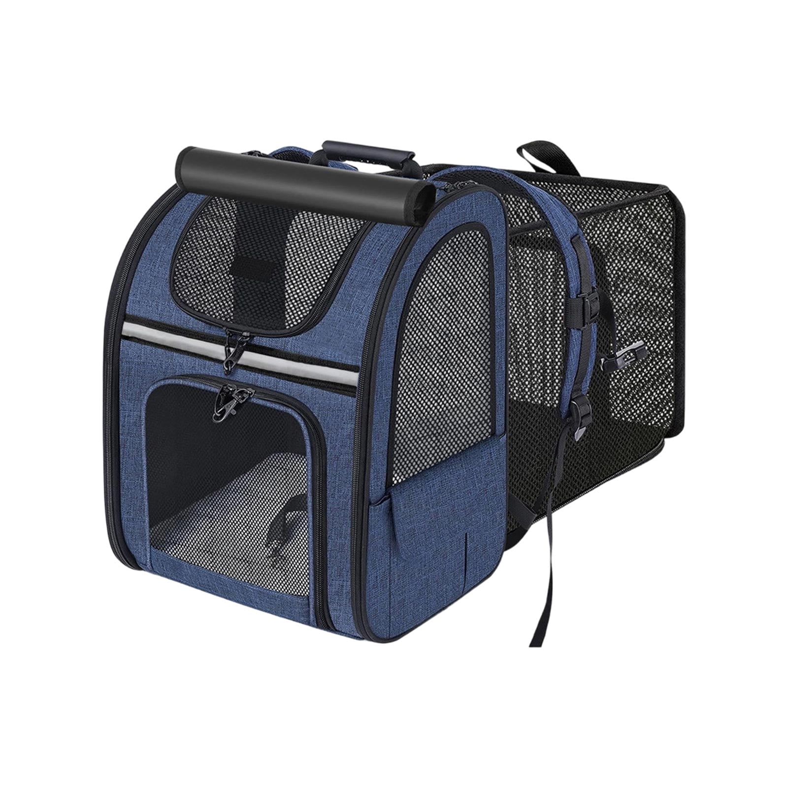Lightweight Expandable Cat Backpack for Small Dogs, Portable Pet Carrier with Breathable Mesh, Foldable Travel Bag for Hiking Vet Visits,Blue