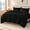 Black-Oversized King, variant on Beige Full Size 3-Piece Fleece Winter Warm Bedding Comforter Set