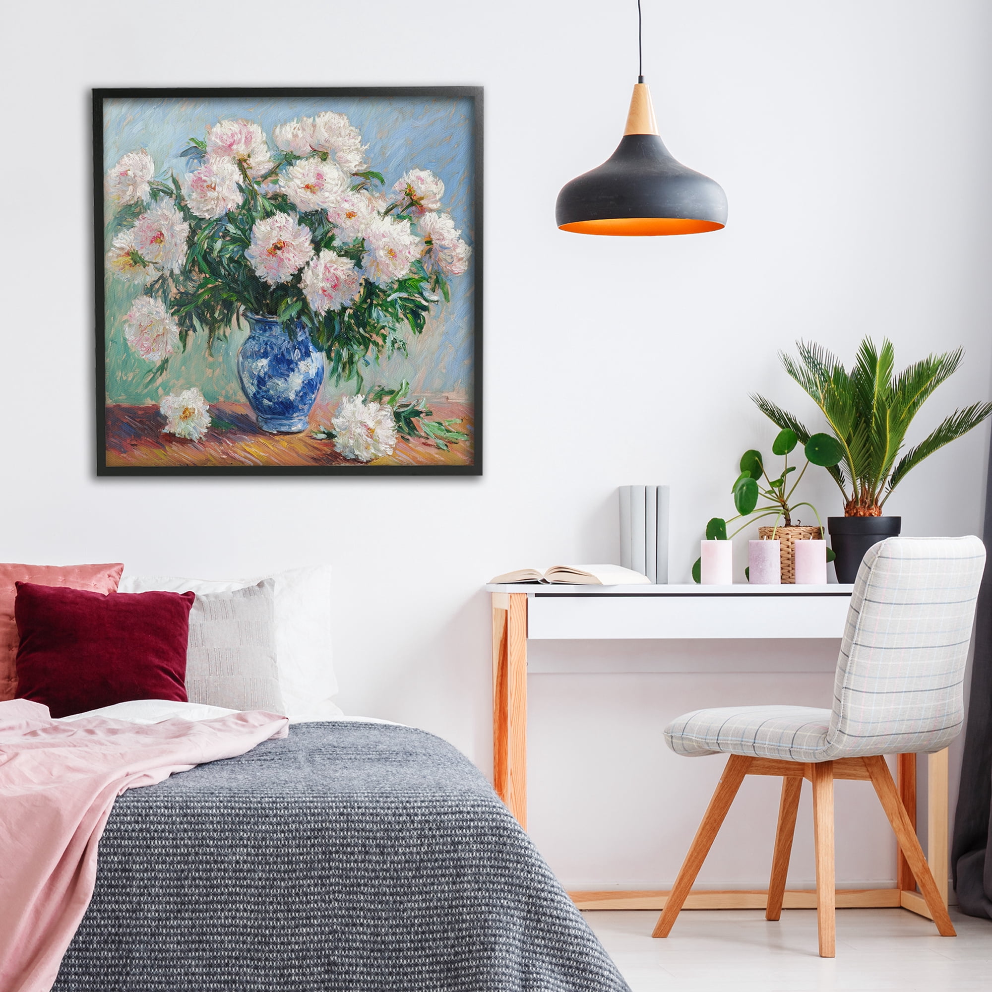 Stupell Industries Peonies in Blue Vase Black Framed Giclee Art, design by Tina LeCour