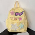 thumbnail image 1 of Cute Plush Star Decor Large Capacity Preppy Backpack, Canvas Durable Lightweight Laptop Daypack, Fashion Travel Commuter Bag, 1 of 4