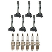 Set of 6 ISA Ignition Coils & 6 Autolite Spark Plugs for 2001-2009 Honda Accord Odyssey Pilot Ridgeline Replacement for UF242