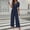 Navy, variant on BRGZLK Women One Piece Jumpsuit Summer V Neck Short Sleeve Jumpsuits Casual Loose Elegant Wrap Waist Wide Leg Pants Rompers 2026