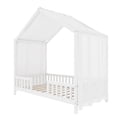 thumbnail image 4 of Euroco Lit Montessori au Sol avec Baldaquin, Lit Simple en Forme de Maisonnette pour Tout-Petit avec Hautes Rampes, Blanc, 4 of 12
