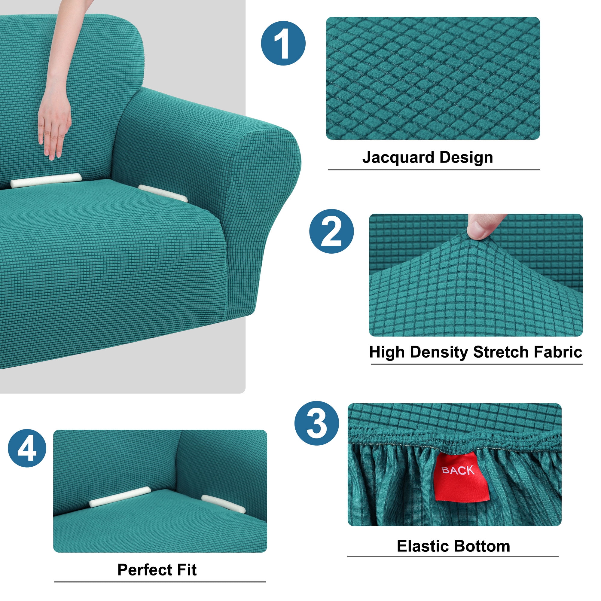 Unique Bargains Stretch Slipcover Washable Furniture Covers for Dogs Peacock Blue Large