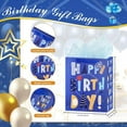 thumbnail image 2 of Usmilegift 13" Birthday Gift Bag with Card and Tissue Paper for Kids Girls Boy,Baby boy Birthday Gift Bags,Birthday Gift Bags Medium Size,Cute Present Bag Gift Bags Set(1PCS Blue Gift Bag), 2 of 6