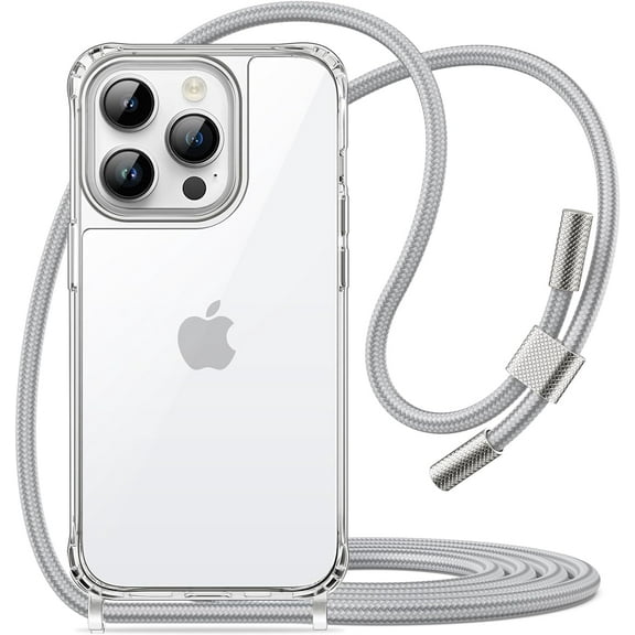 ZUKKASHAN Case for iPhone 14 Pro Max 6.7-Inch with Adjustable Lanyard Strap, Clear Transparent Anti-Yellowing Shockproof Protective Phone Cover with Neck Cord