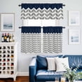 thumbnail image 2 of Navy Blue Grey Kitchen Curtains Valances and Tiers Set of 3 Herringbone Tier Curtains and Valance with Rod Pocket for Small Windows, 27.5"x24", 2 of 9
