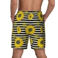 thumbnail image 4 of Haiem Sunflowers On Black And White Stripes Mens Swim Trunks with Compression Liner 2 in 1 Swimming Shorts Stretch Swimwear Quick Dry,Board Shorts-3X-Large, 4 of 9