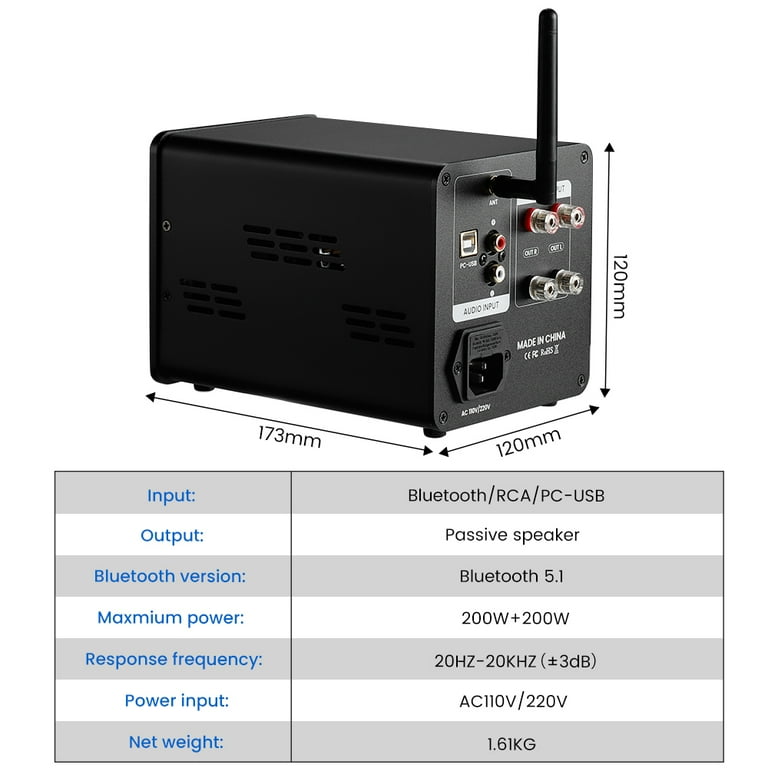 AIYIMA A200 TPA3255 400W Bluetooth 5.0 Power Amplifier, HiFi
