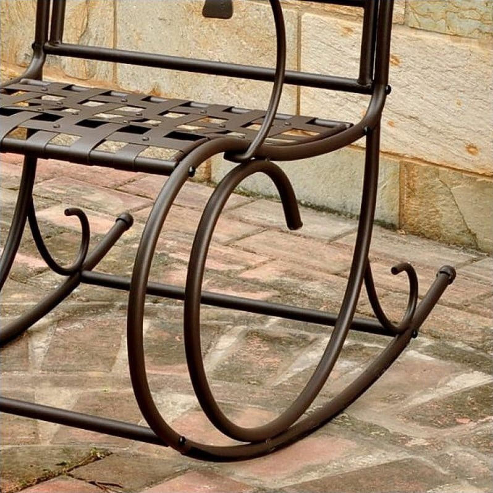 Pemberly Row Iron High-Back Patio Rocker in Brown - image 2 of 2