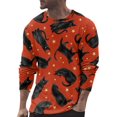 thumbnail image 1 of AMERTEER T-Shirt Homme Automne et Hiver Grande Taille Décontracté Rétro Vieux Festival d'Halloween Imprimé Complet Col Rond Manches Longues, 1 of 4