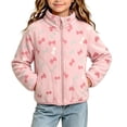 thumbnail image 4 of Nugftut Girls Fleece Jacket Warm Stand Collar Jacket Zip-up Lightweight Long Sleeve Coat for Kids Size 0-1, 4 of 5