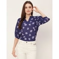 thumbnail image 3 of Moomaya Printed Puff Sleeve Tops, Band Collar, Semi-Formal Tops For Women, 3 of 9