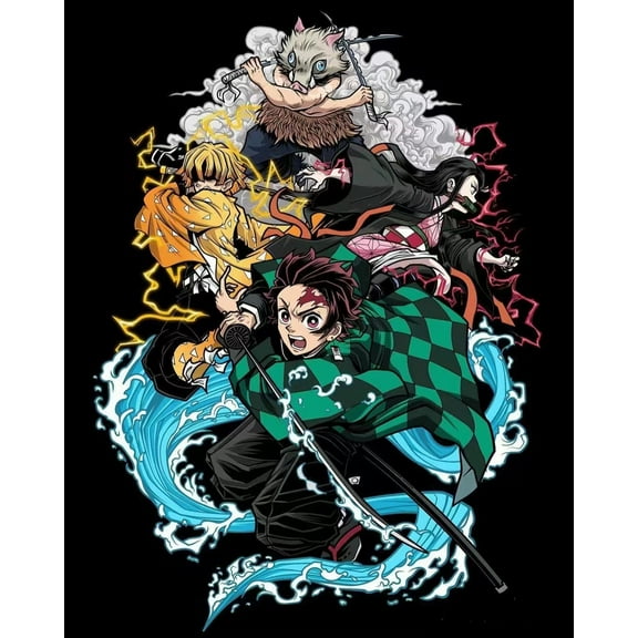 Diamond Painting Kits for Adults, Diamond Art Demon Slayer, Paint with Diamonds Full Drill, Home Office Wall Decor Painting (12x16inch)