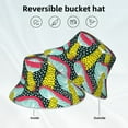 thumbnail image 5 of Gaeub Green Mushroom Printed Double Sided Reflective Bucket Hat Foldable Sun Hat for Camping Hiking Fishing, 5 of 9