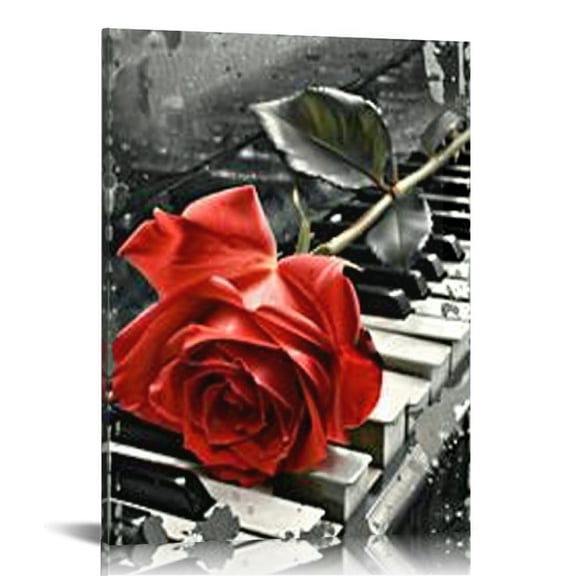 ARISTURING Black and White Red Rose Canvas Art Florals Painting Modern Romantic for Bedroom Living Room Dinning Room Kitchen Spa Wall Decor 12x16 in