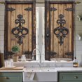 thumbnail image 2 of Barn Door Kitchen Curtains, Farmhouse Wooden Grain Rustic Tribal Pattern Light Filtering Window Curtain Panels, 2Pcs Rod Pocket Window Treatments Set for Living Room Bathroom Bedroom 42x63 Inches, 2 of 9
