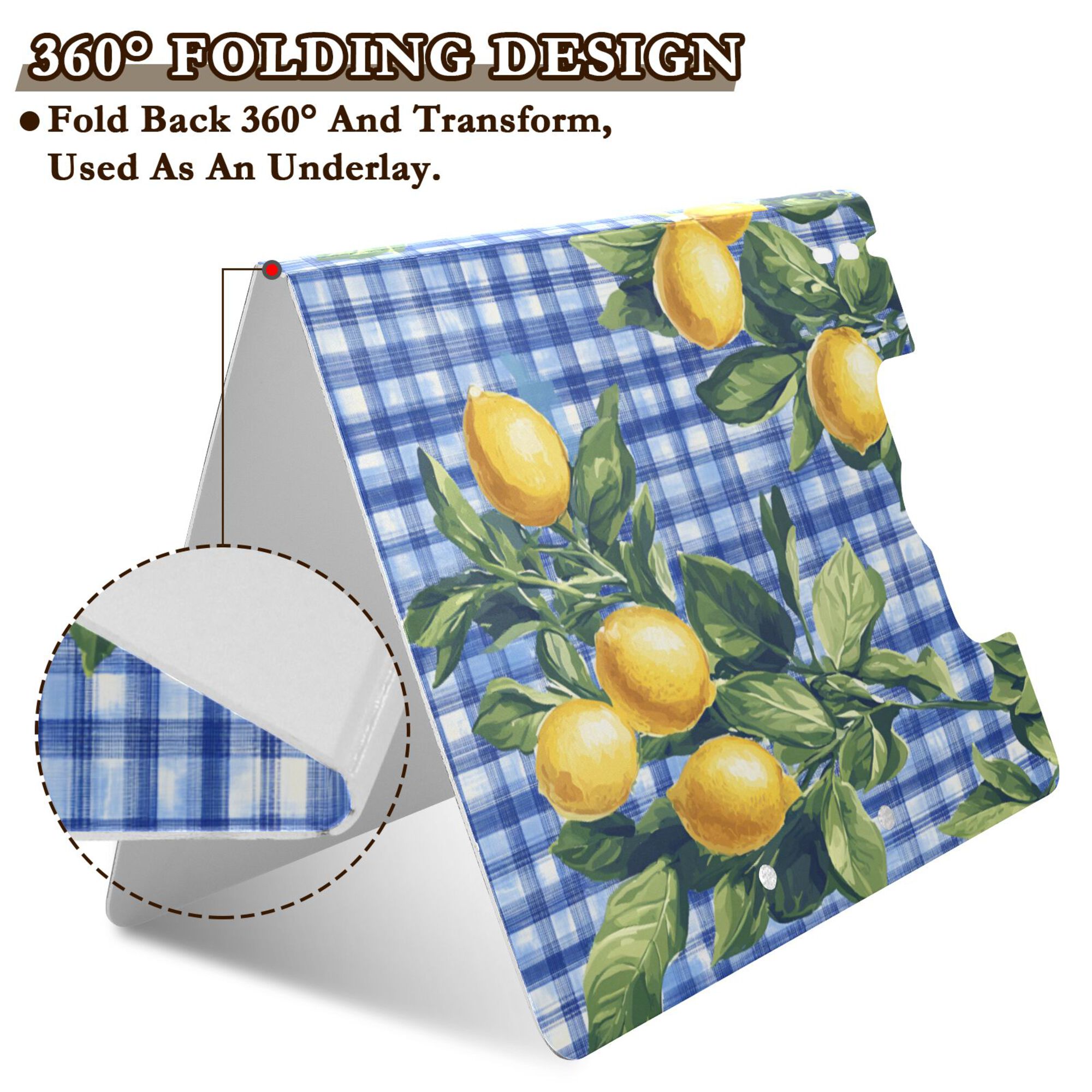 FORMRS A4 Clipboard Folder with Pen Holder Horizontal Foldable School Office Binder, Green Lemon Plaid