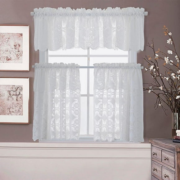 Lace Flower Window Balcony Short Curtain Gauze Kitchen Valance Drape Home Decor