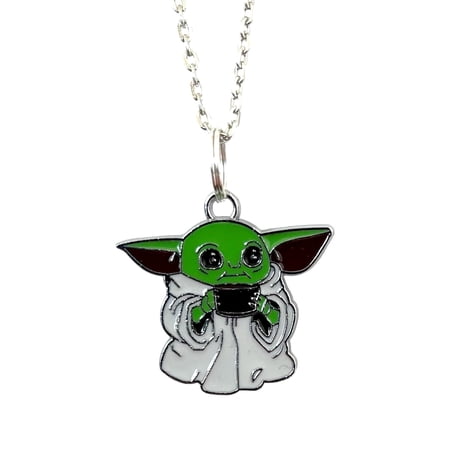 Yoda Necklace Cartoon Character Charm Pendant in Small Velvet Bag