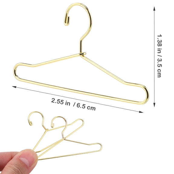 Gradeneve 10 Pcs Mini Clothes Hangers 2.5 Inch Tiny Gold Metal Hangers for Dollhouse 1:6 Scale Doll Wardrobe Accessories for Delicate Dresses & Display