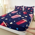 thumbnail image 3 of jejeloiu 3D Popcorn Twin Sheet Sets,Vintage Cinema Movie Theater Twin Fitted Sheet,Blue Circle Dots Flat Sheet For Teens,Breathable Home Decor,3 Pieces, 3 of 7