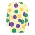 thumbnail image 3 of UPPADA Femmes T-Shirts à Manches 3/4 Mardi Gras Yall T-Shirts à Imprimé Floral Col Rond Blouse à devant Plissé Hauts d'Été Décontractés Chandail à Enfiler Haut Mode Fête Défilé Hauts Hauts à Manches 3/4 pour Femmes Aubaines, 3 of 5