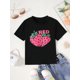 thumbnail image 1 of Camiseta de verano para niña con dibujo de fresa, cuello redondo, tejido de punto informal, 100 % poliéster, ligeramente elástico, corte regular - Rosa, 1 of 6